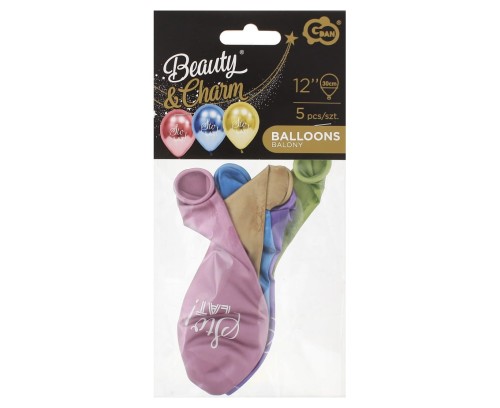 Balony napis Sto Lat 5szt 30cm kolor mix metal Godan _60572
