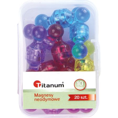 Magnesy neodymowe 10mm 20szt kolor mix pionki Titanum_61140