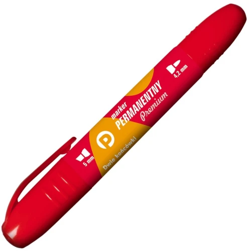 Marker permanentny dwustronny czerwony KM-502-C2 Tetis _56358